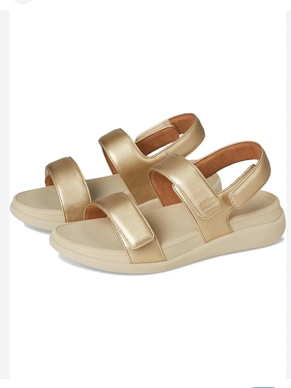 FitFlop F-Mode Go Metallic Gold Adjustable Flatform Sandals - Picture 2 of 10